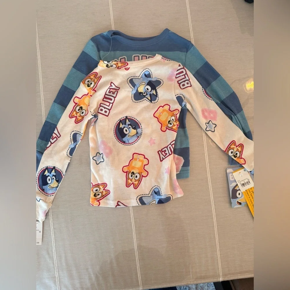 Bluey Pajamas Size 4 | 4-Piece Kids PJ Set | Long Sleeve Tops & Pants